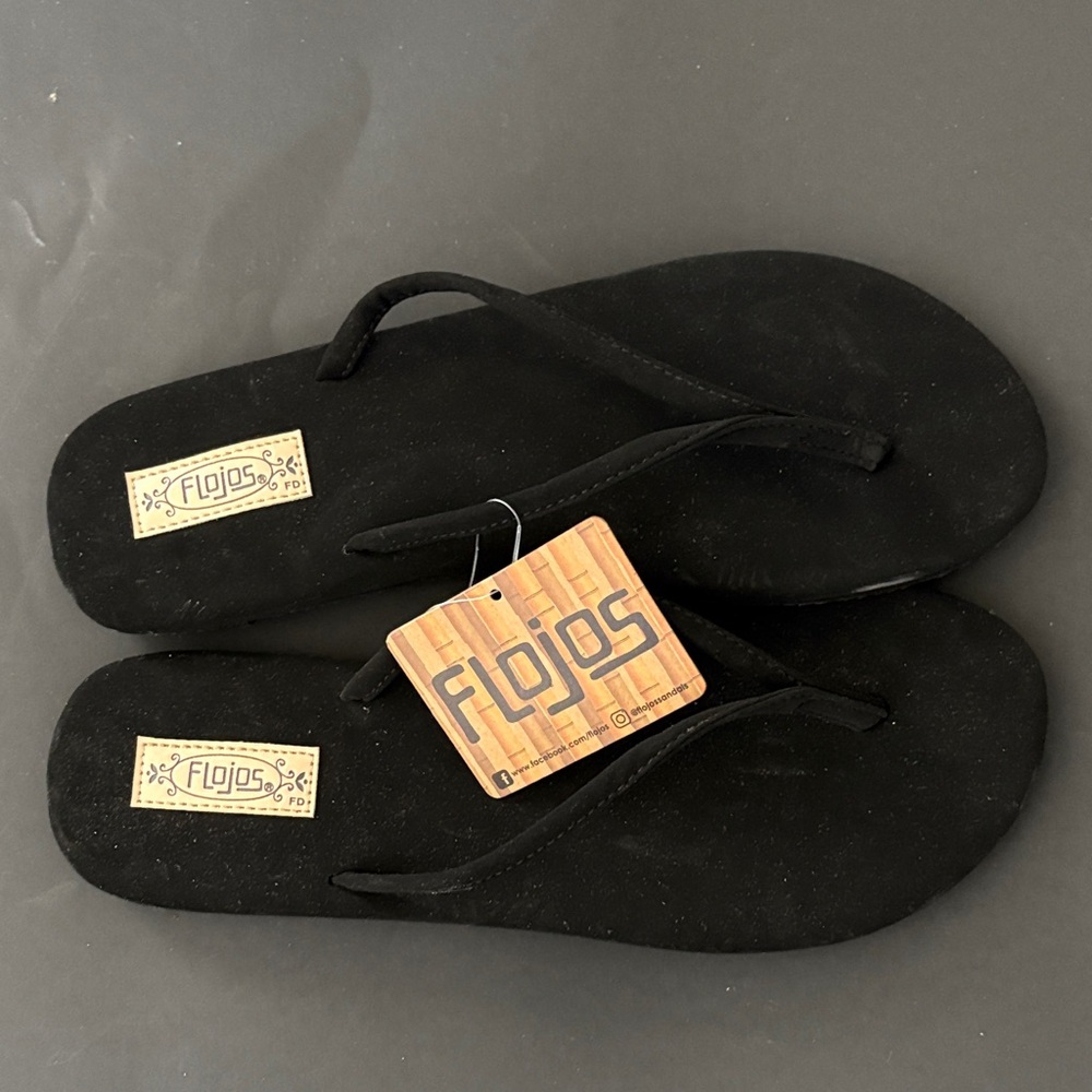 Flojos Black Flip Flops - Picture 2 of 4